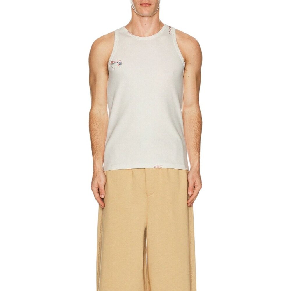 Marni Tank Top in Lily White 48 New Mens Sleeveless Ribbed Beater
